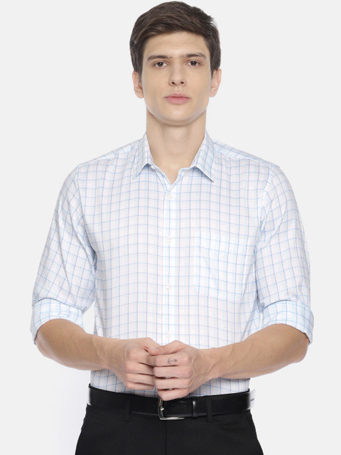 

Peter England Men Blue & White Slim Fit Checked Formal Shirt