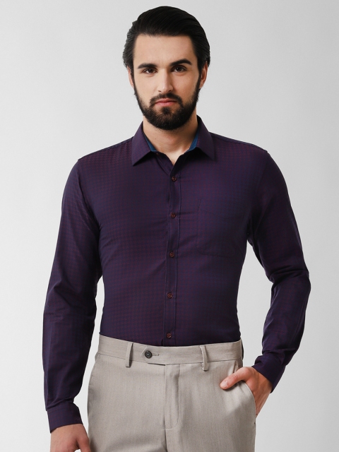 

Peter England Men Purple Slim Fit Self Design Formal Shirt