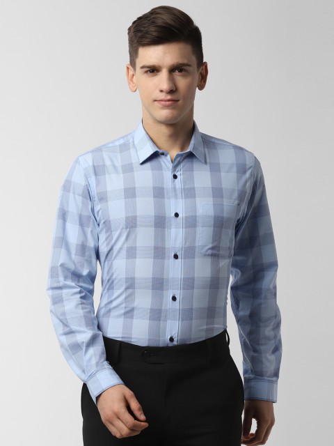 

Peter England Men Blue Slim Fit Checked Casual Shirt