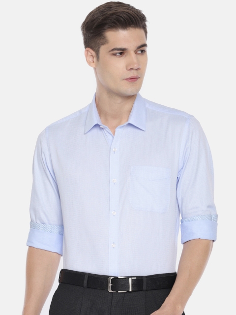 

Peter England Men Blue Slim Fit Self Design Formal Shirt