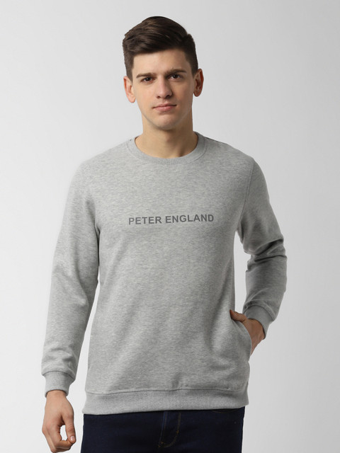 

Peter England Casuals Men Grey Printed Sweatshirt
