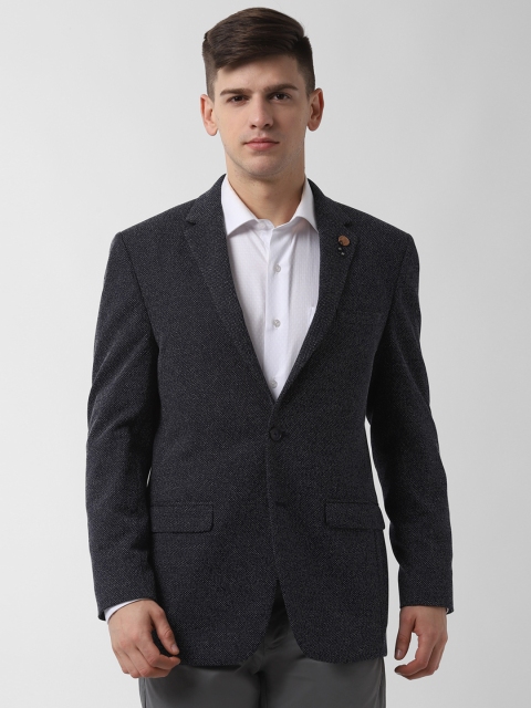 

Peter England Men Black Self Design Blazers