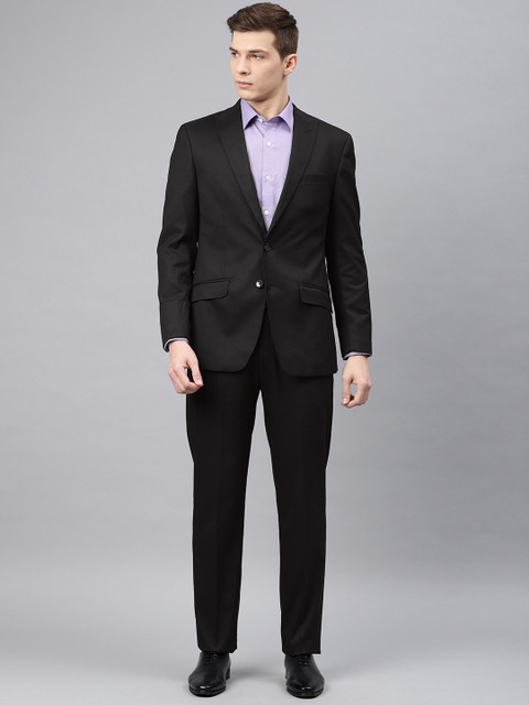 

Peter England Men Black Self Checked Single-Breasted Tailored Fit Formal Suit