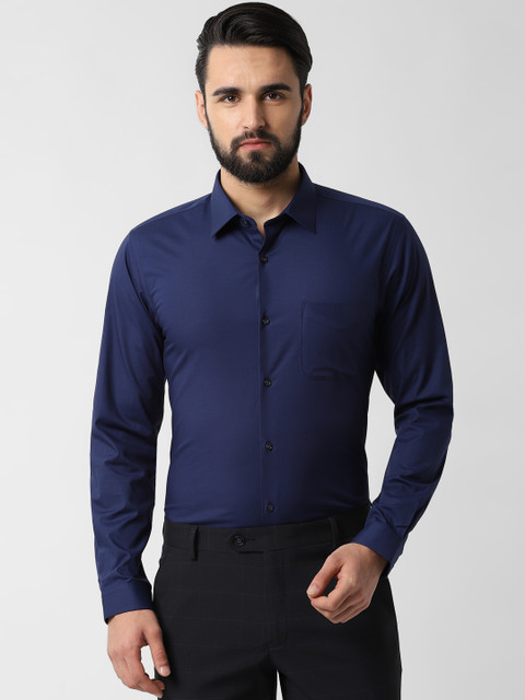 

Peter England Men Navy Blue Slim Fit Solid Casual Shirt