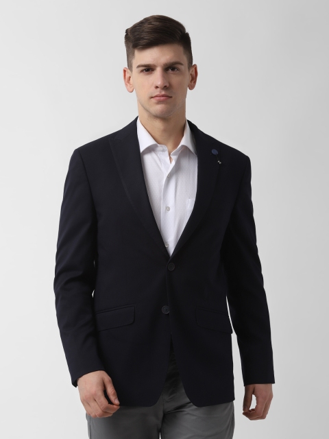 

Peter England Men Navy Blue Solid Single-Breasted Slim-Fit Formal Blazer