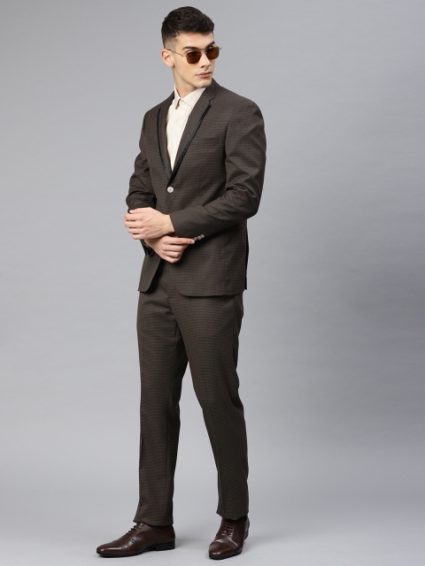 

Peter England Men Brown Self-Design Neo-Slim Fit Single-Breasted Formal Suit