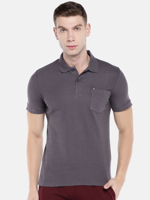 

Sweet Dreams Men Charcoal Grey Solid Polo Collar T-shirt