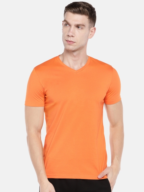

Sweet Dreams Men Orange Solid V-Neck T-shirt