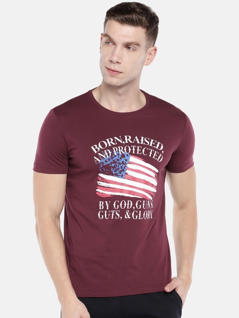 

Sweet Dreams Men Burgundy & White Printed Round Neck T-shirt