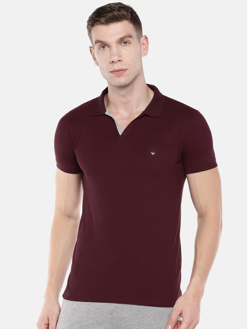 

Sweet Dreams Men Burgundy Solid Polo Collar T-shirt