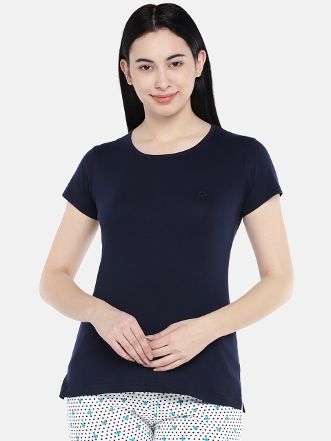 

Sweet Dreams Women Navy Blue Solid Round Neck Lounge T-shirt