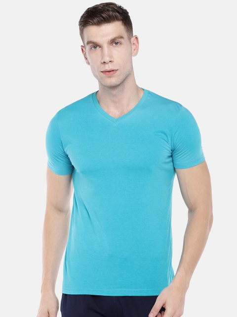 

Sweet Dreams Men Turquoise Blue Solid V-Neck T-shirt