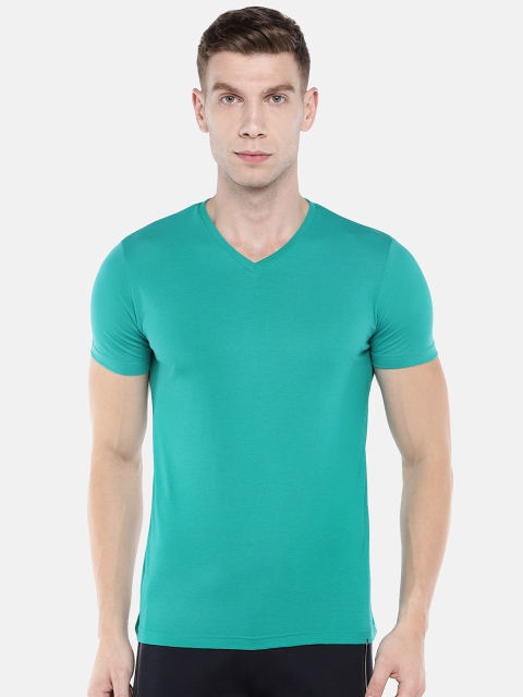 

Sweet Dreams Men Green Solid V-Neck Pure Cotton T-shirt