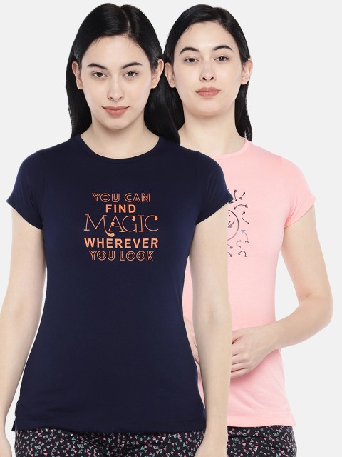 

Sweet Dreams Women Pack of 2 Printed Lounge T-shirts, Pink