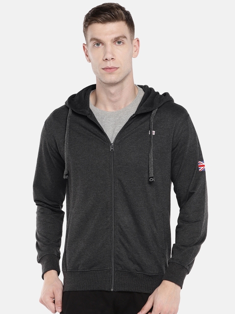 

Sweet Dreams Men Charcoal Grey Solid Hooded Sweatshirt