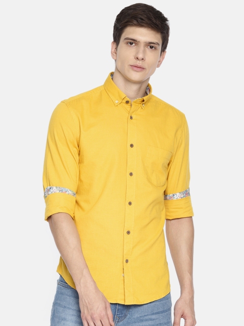 

Peter England Casuals Men Mustard Yellow Slim Fit Solid Casual Shirt
