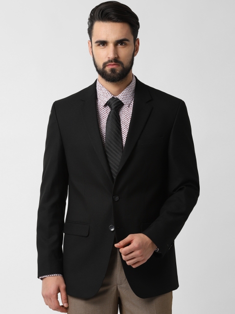 

Peter England Men Black Solid Slim-Fit Single-Breasted Blazer