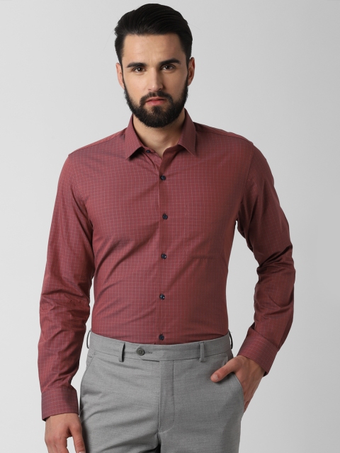 

Peter England Men Orange Slim Fit Checked Formal Shirt