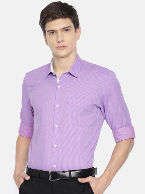

Peter England Men Purple Slim Fit Self Design Formal Shirt