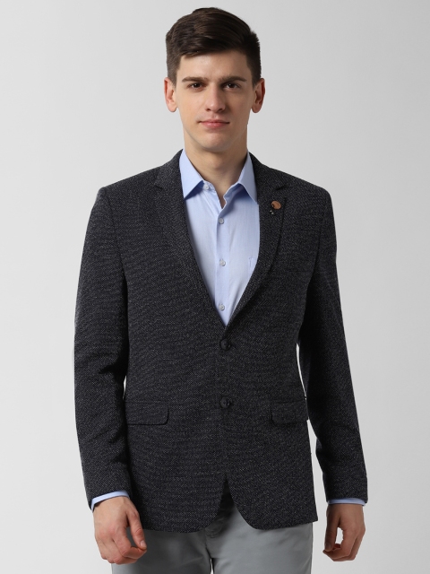 

Peter England Men Navy-Blue Self-Design Single-Breasted Slim Fit Formal Blazer