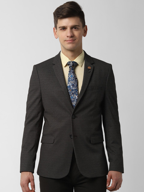 

Peter England Men Brown Self-Design Single-Breasted Slim Fit Formal Blazer