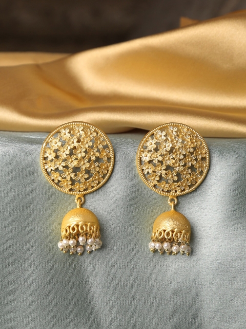 

Infuzze Gold-Plated Handcrafted Dome Shaped Beaded Jhumkas