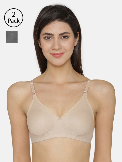 

ABELINO Women Pack of 2 T-shirt Bras COM5140, Nude
