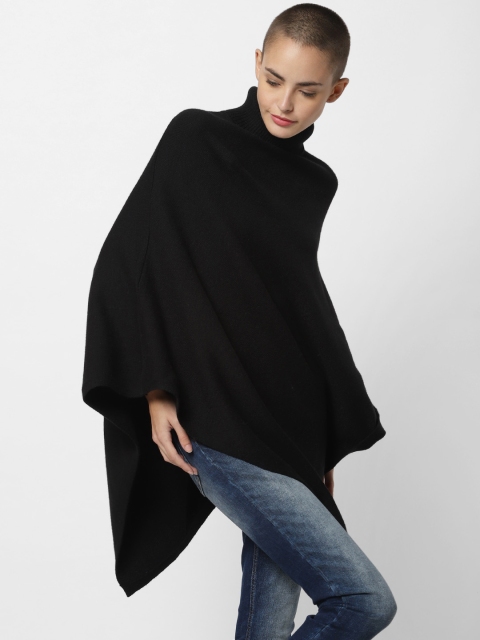 

ONLY Women Black Solid Poncho Sweater