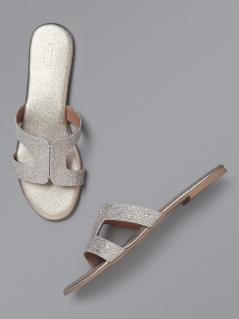 

Anouk Women Gold-Toned Shimmer Open Toe Flats