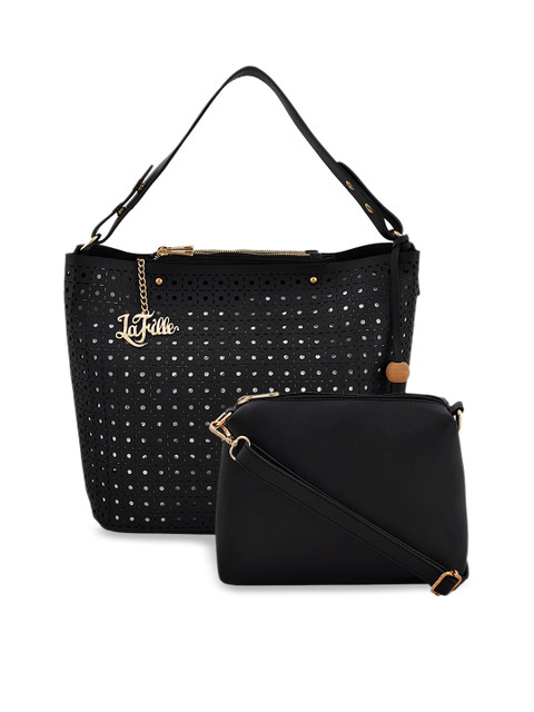 

LaFille Women Black Laser Cut Shoulder Bag
