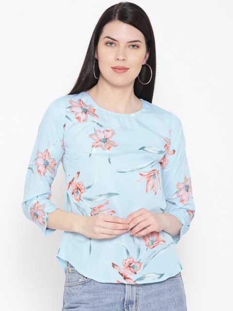 

ANTS Women Blue & Pink Floral Printed Top