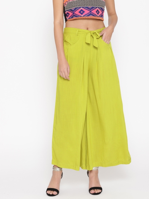 

ANTS Women Lime Green Solid Flared Palazzos