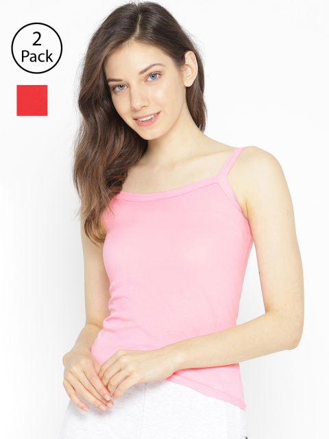 

Lady Lyka Pack of 2 Spaghetti Top Camisoles CAMI-15, Pink