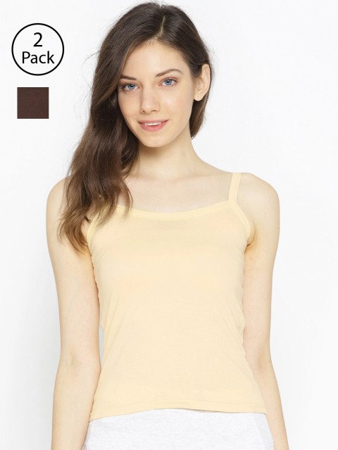 

Lady Lyka Pack of 2 Spaghetti Top Camisoles CAMI-15, Beige