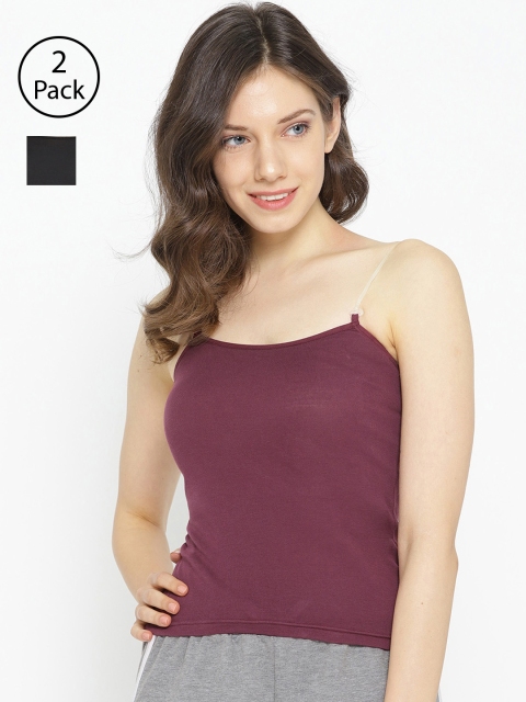 

Lady Lyka Pack of 2 Transparent Strap Camisoles CAMI-03, Purple