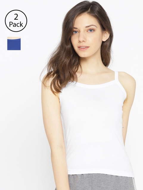 

Lady Lyka Pack of 2 Spaghetti Top Camisoles CAMI-15, White