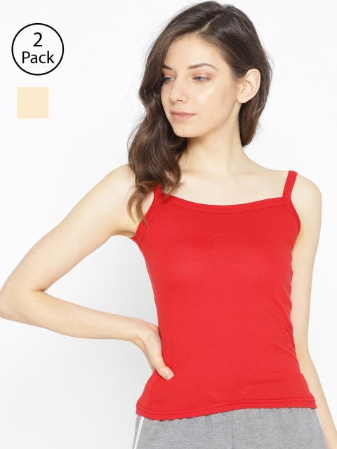 

Lady Lyka Pack of 2 Spaghetti Top Camisoles CAMI-15, Red