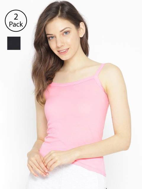 

Lady Lyka Pack of 2 Spaghetti Top Camisoles CAMI-15, Pink
