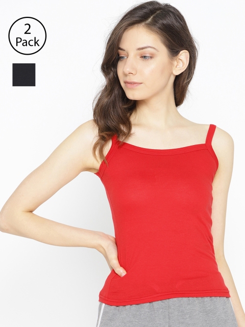 

Lady Lyka Pack of 2 Spaghetti Top Camisoles CAMI-15, Red