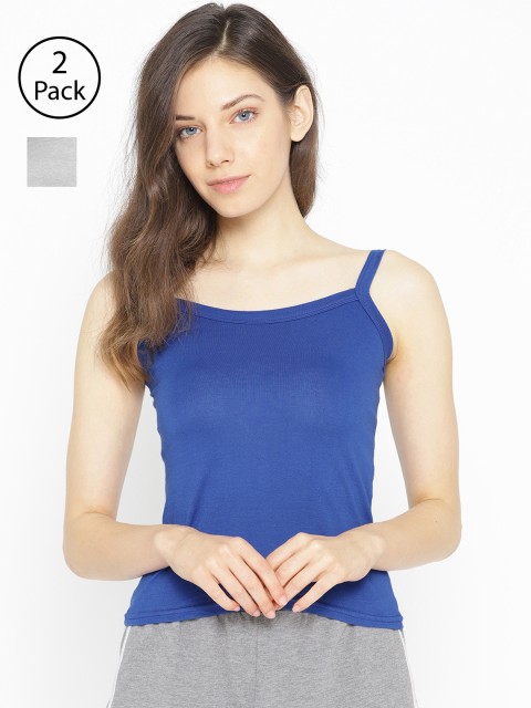 

Lady Lyka Pack of 2 Spaghetti Top Camisoles CAMI-15, Blue