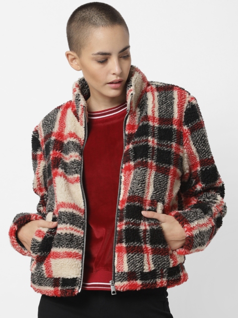 

ONLY Women Beige & Black Checked Jacket