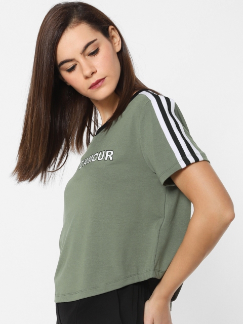 

ONLY Women Green Printed Round Neck T-shirt