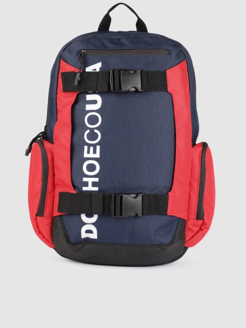 

DC Men Navy Blue & Red Colourblocked Backpack