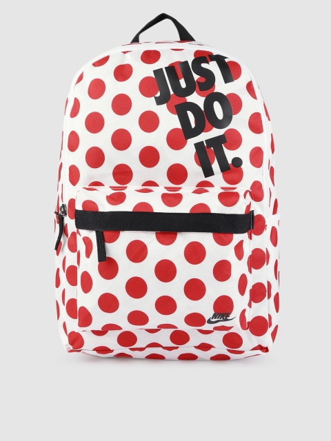 

Nike Unisex White & Red Geometric Print Backpack