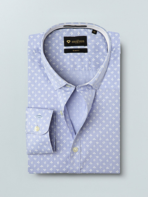 

INVICTUS Men Blue & White Slim Fit Printed Formal Shirt