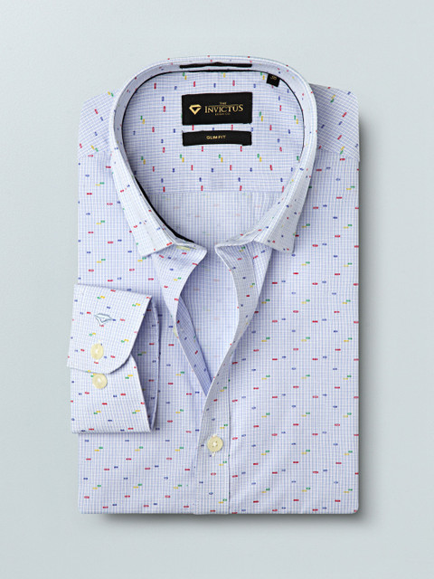 

INVICTUS Men Blue Slim Fit Printed Formal Shirt