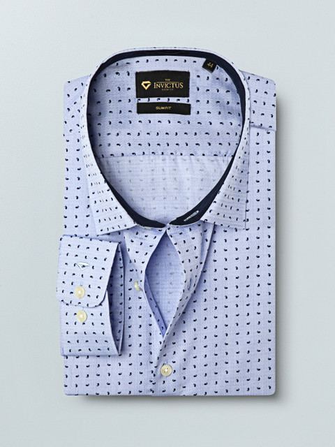 

INVICTUS Men Blue Slim Fit Egyptian Cotton Printed Formal Shirt
