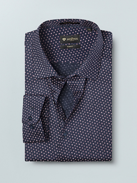 

INVICTUS Men Navy Blue & Red Slim Fit Printed Smart Formal Shirt