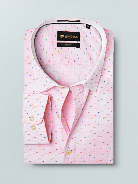 

INVICTUS Men Pink Slim Fit Self Design Smart Casual Shirt