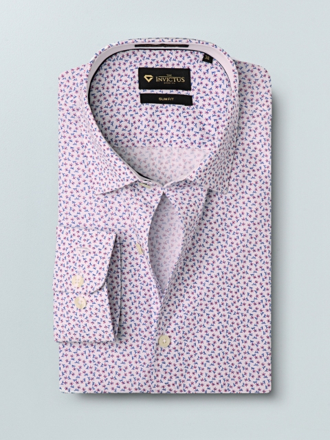 

INVICTUS Men White & Blue Slim Fit Egyptian Cotton Printed Formal Shirt